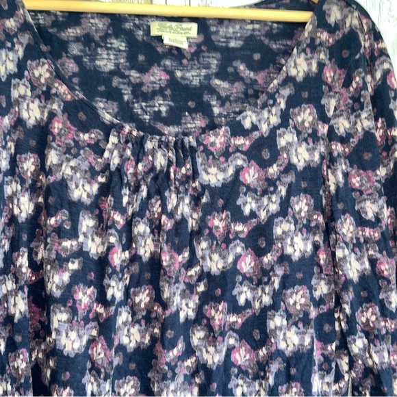 Lucky Brand Navy and Purple Floral Blouse - Picture 3 of 4